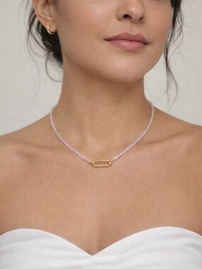 Handmade pink opalite charm holder necklace